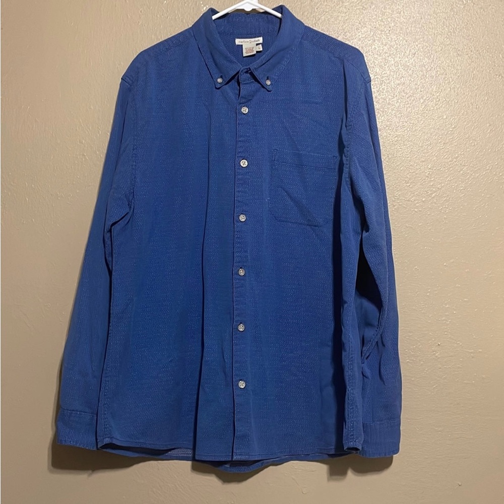 Carbon 2 Cobalt Blue Micro Polka Dot Long Sleeve Button Down Shirt Men’s L